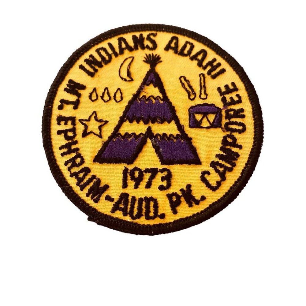 Girl Scout Patch Vintage 1973 Mt. Ephraim Aud Pk Camporee Indians ADAHI 3.2"